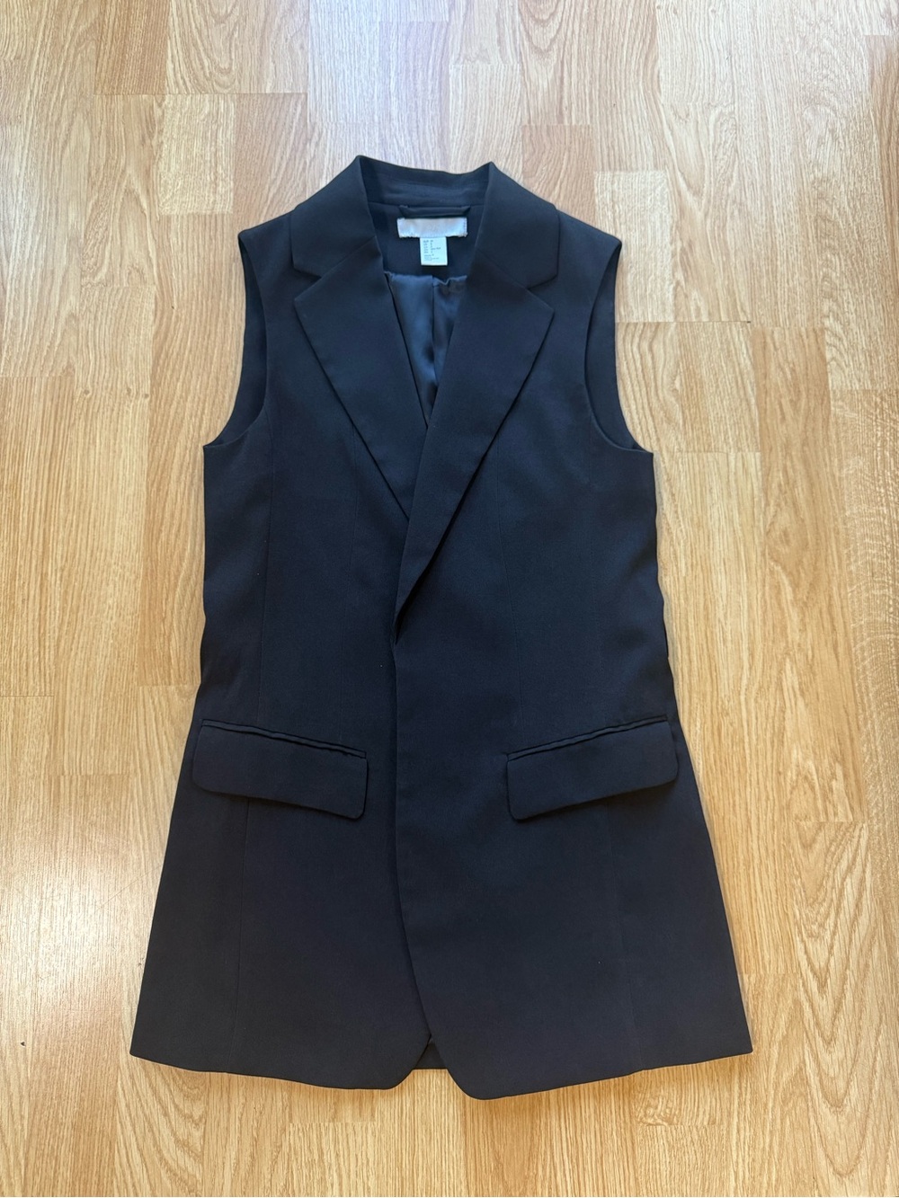 H & M Sleeveless Long Black Blazer Vest - Size 2
